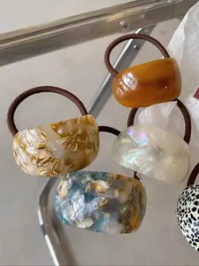 Women's Oval Hair Tie, Fashionable Ponytail Accessory, Elegant Hair Decor, Suitable for Daily Wear, Casual Style, All Seasons, Elastic Tie Band