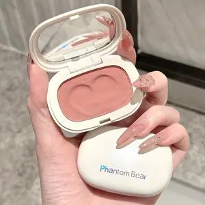 Phantom Bear Single Color Potato Mashed Blush Makeup, Beauty Cosmetics, Mochi-inspired Shade, Powder-Free, Low-Saturation, Long-Lasting, Natural Matte Blush Cream, Round Small Box, Travel-Friendly and Portable.