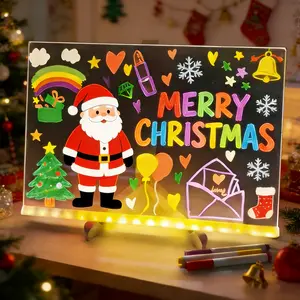 LED Drawing Board Acrylic Dry Erase Light-Up Board with Stand Markers Default single piece/large size11.9"Lx7.9"，W Erasable Reusable Board for Kids Learning Ideal Gift for Birthday Halloween Christmas Decorative Neon Sign Personalized Lamp