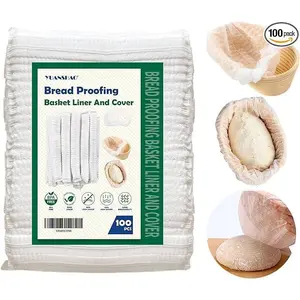 100 Pcs Banneton Liner,Banneton Bread Proofing Basket Non Woven Liners Non-Stick Dough,Bread Proofing Cover,Elastic Banneton Basket Liner,Sourdough Bread Baking Supplies