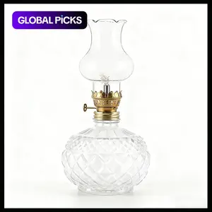 Vintage Style Oil Lamp with Glass Candle Holder, Crystal Decorative Lamp for Weddings, Housewarming, and Home Decor, Vintage Candle Stand, Interior Decoration Accessories #GLOBAL PICKS