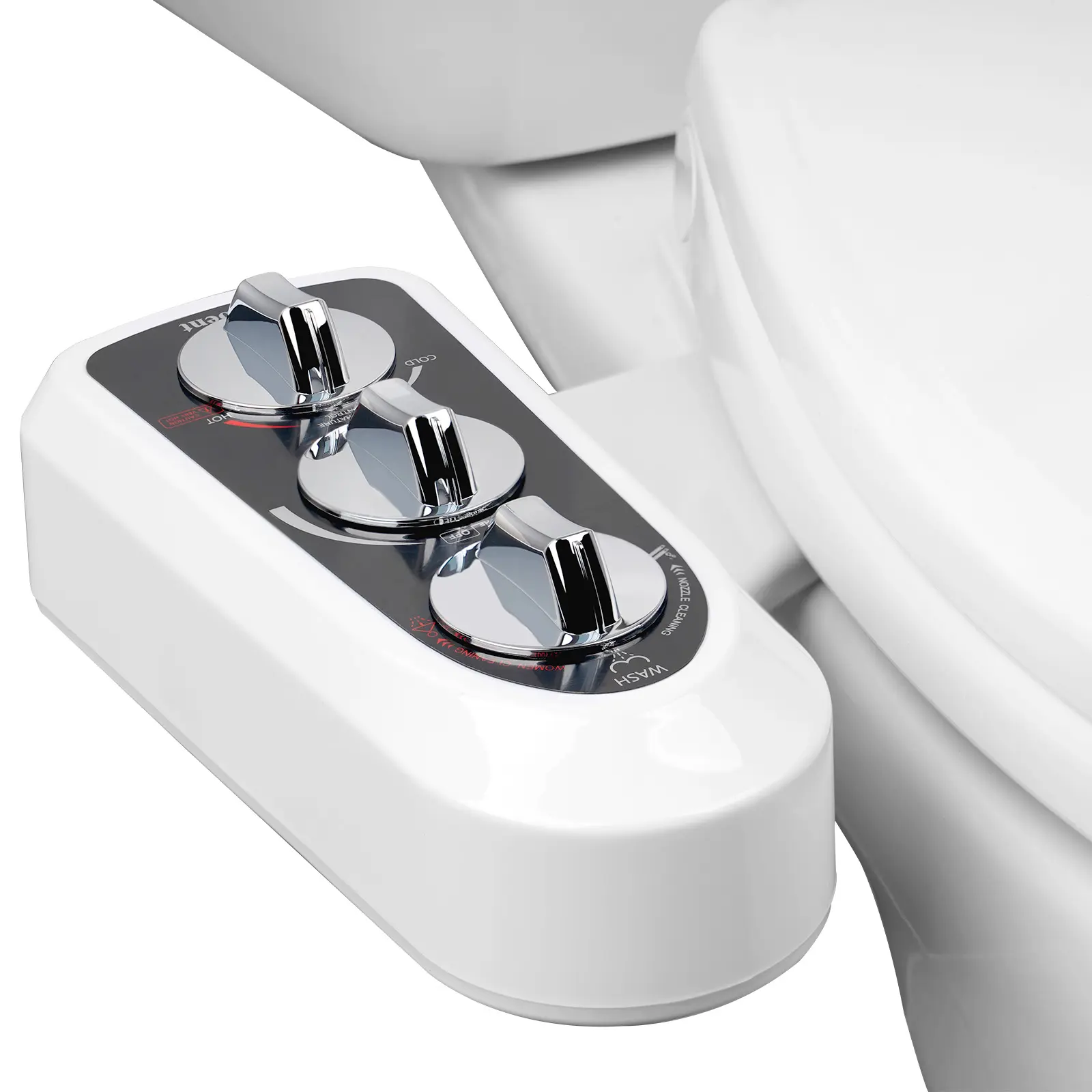 Hibbent Toilet Seat Bidet with Self Cleaning Dual Nozzle, Hot and Cold Water Spray Non-Electric Mechanical Bidet Toilet Attachment for Rear or Female Washing, Black toilet seat
