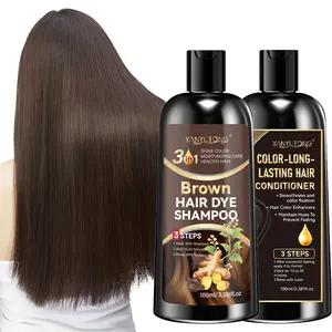 Brown, gentle and non irritating plant hair dye shampoo covers white hair, paired with Color Protecting Conditioner to repair frizz after dyeing, locks color and solidifies hair, creating smooth and healthy dyed hair