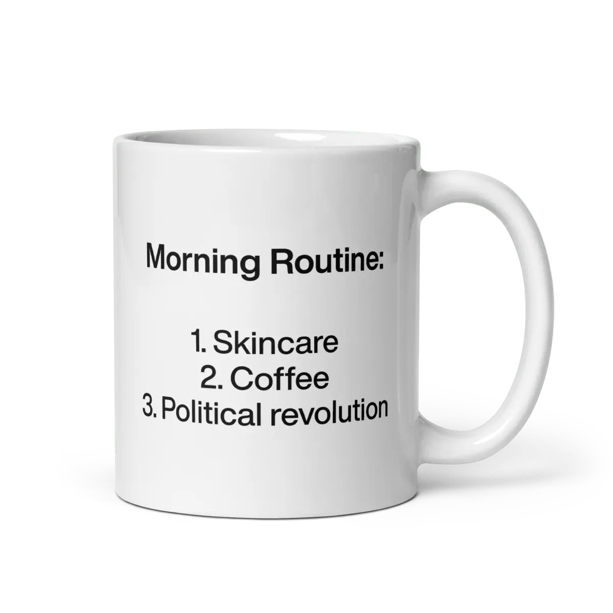 Morning Political Revolution Routine Mug | Funny Coffee Mug for Mom or Dad, Ceramic Aesthetic Words, Meme Merch, Gag Gift
