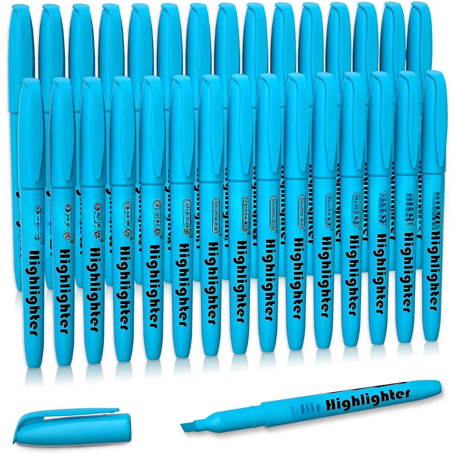 Highlighters, 30 Pack Blue Highlighters Bright Colors, Chisel Tip Dry-Quickly  Highlighter markers for Adults  Highlighting in the Home  Office