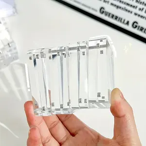 3pairs Kawaii Magnetic Acrylic Photo Frames, Thick Mini Card Holders, Clear DIY Desktop Decor & Refrigerator Magnets for Small Photos, Square Transparent Home Decor Accessories, Cute Fridge Magnets, Lightweight Frame