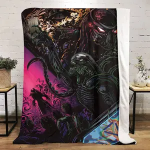 Alien vs. Predator06 patterned printed blanket, blanket for living room, bedroom, office and lunch break, portable blanket suitable for all four seasons, holiday gift for family and friends, Chri