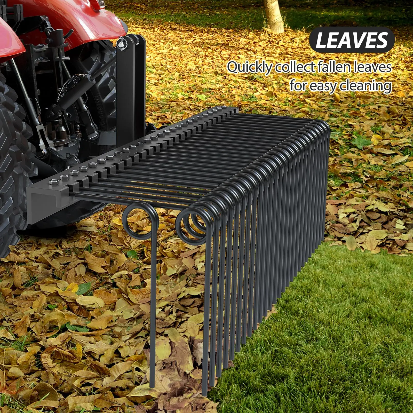 72 Inch Pine Straw Needle Rake, 3 Point Landscape Rake, Powder Coated ...