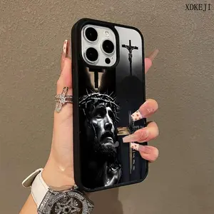 Religious Cross Jesus Faith Pattern Premium Magnetic Phone Cases for iPhone 16 15 14 Pro Max 13 12 11 Plus Smartphone Shockproof Protection Acrylic Cover Cellphone Protective magsafe magnetic case Aesthetic Resistance Casing Screen Protector