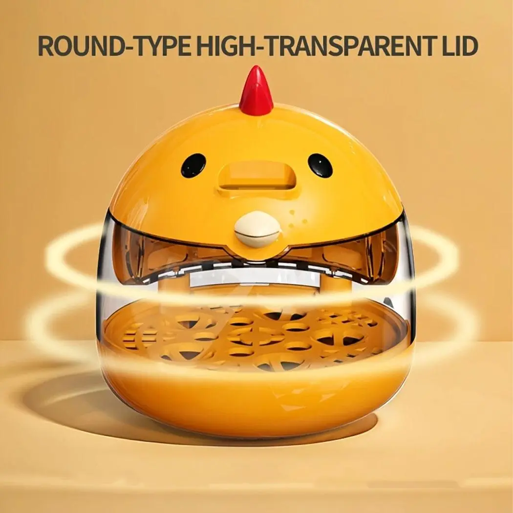 Portable Automatic Egg Incubator, USB Powered Mini Poultry Hatcher with 360° Clear Transparent Lid, Cute Chick Shape Brooder with Dual Eye-Shaped Control Buttons, Temperature Adjustable for Chicken Duck Quail Eggs