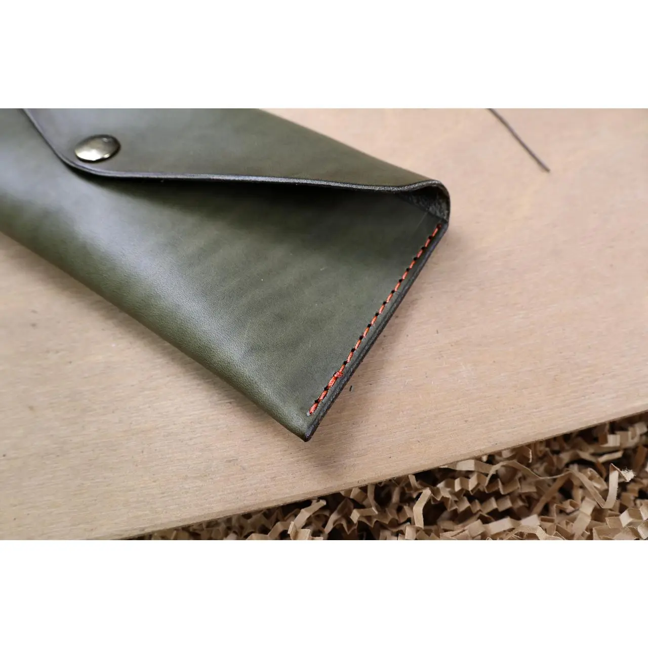 Leather Money Envelope - Grey Minerva