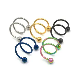 10 Pcs Stainless Steel Spiral Twister Nose Ring Set, 5 Colors Double Coil Cartilage Earrings, Hypoallergenic Spiral Body Jewelry for Men Women