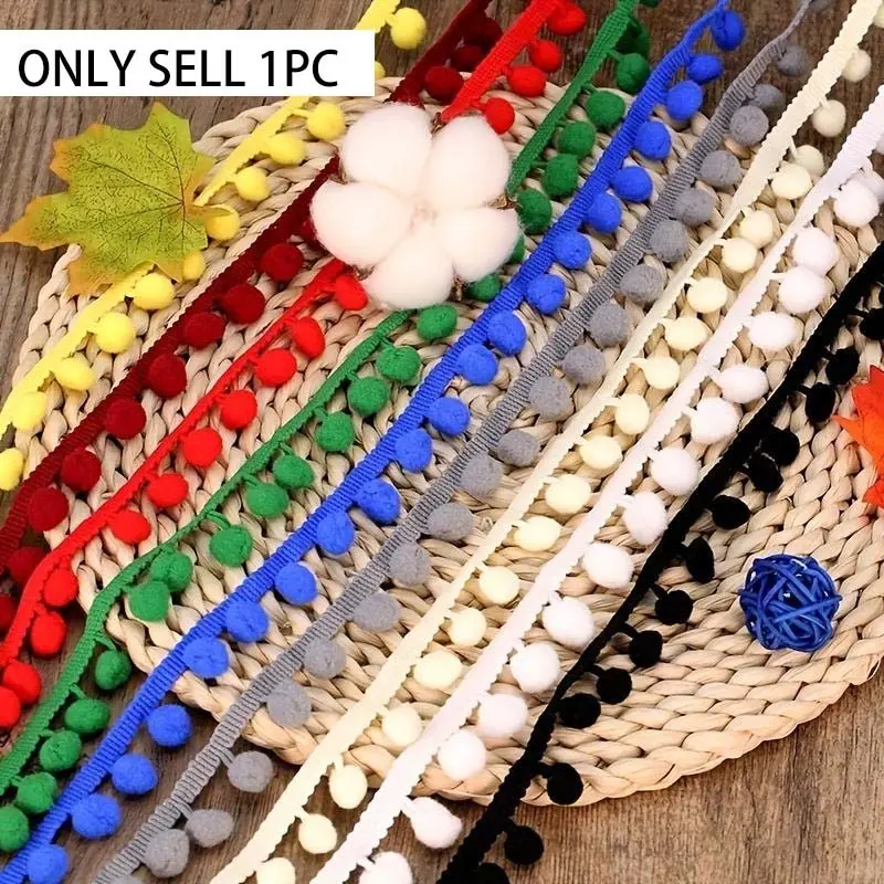 20 Yards Of 1cm Wide Tassel Pom Pom Lace Fringe Trim For DIY Clothing And Garment Decoration, Curtains, Handmade Crafts