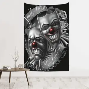 1pc Clown Cry Laugh Pattern Funny Tapestry Polyester, Ideal for Living Room Bedroom Office, Free Installation Kit Included