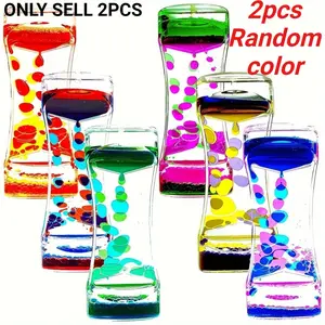 Liquid Dynamic Bubble Timer Set (2 Pack), Hourglass Shape Liquid Bubble Sensory Decor, Relieves Stress, Relaxing Desk Ornament, Party Gift,Colorful Hourglass Liquid Bubbler ADHD Fidget Sensory Toys for Kids, Teenagers, Adults