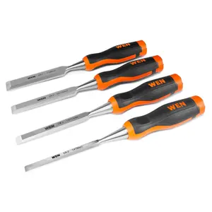 WEN CH4010 Short Blade Wood Chisel Set with Heat-Treated Carbon Steel Blades, 4 Piece