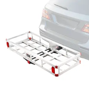 【fathersdaygift】VEVOR 49.4 x 22.4 x 7.1 in Hitch Cargo Carrier,500lbs Loading Capacity Trailer Hitch Mounted Cargo BasketRust-proof Aluminum Luggage Carrier Rack Fits 2" Hitch Receiver for SUV Truck Pickup Camping