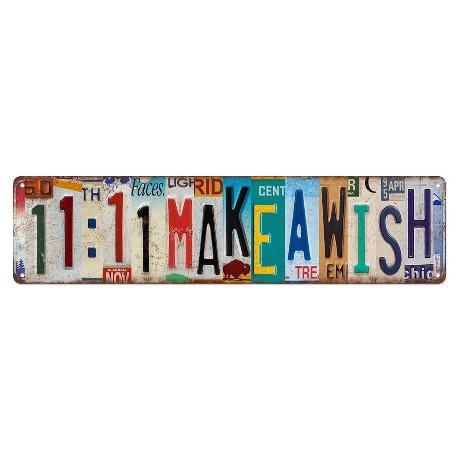 Vintage 11:11 Make A Wish Aluminum Metal Decorative Sign - 16x4 in Wall Decor Plaque, Novelty Whimsical Art for Unique Room Decor, Home Bar Supplies