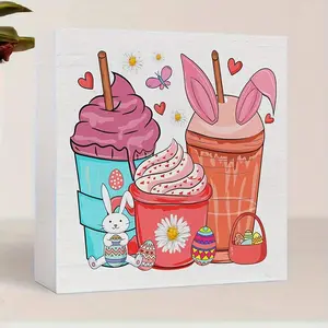 Easter Themed Desktop Ornament, 1/15/20pcs Cute Cartoon Pattern Decorative Ornament, Desktop Decoration for Home Office, Easter Party Decoration, Home Decor Products