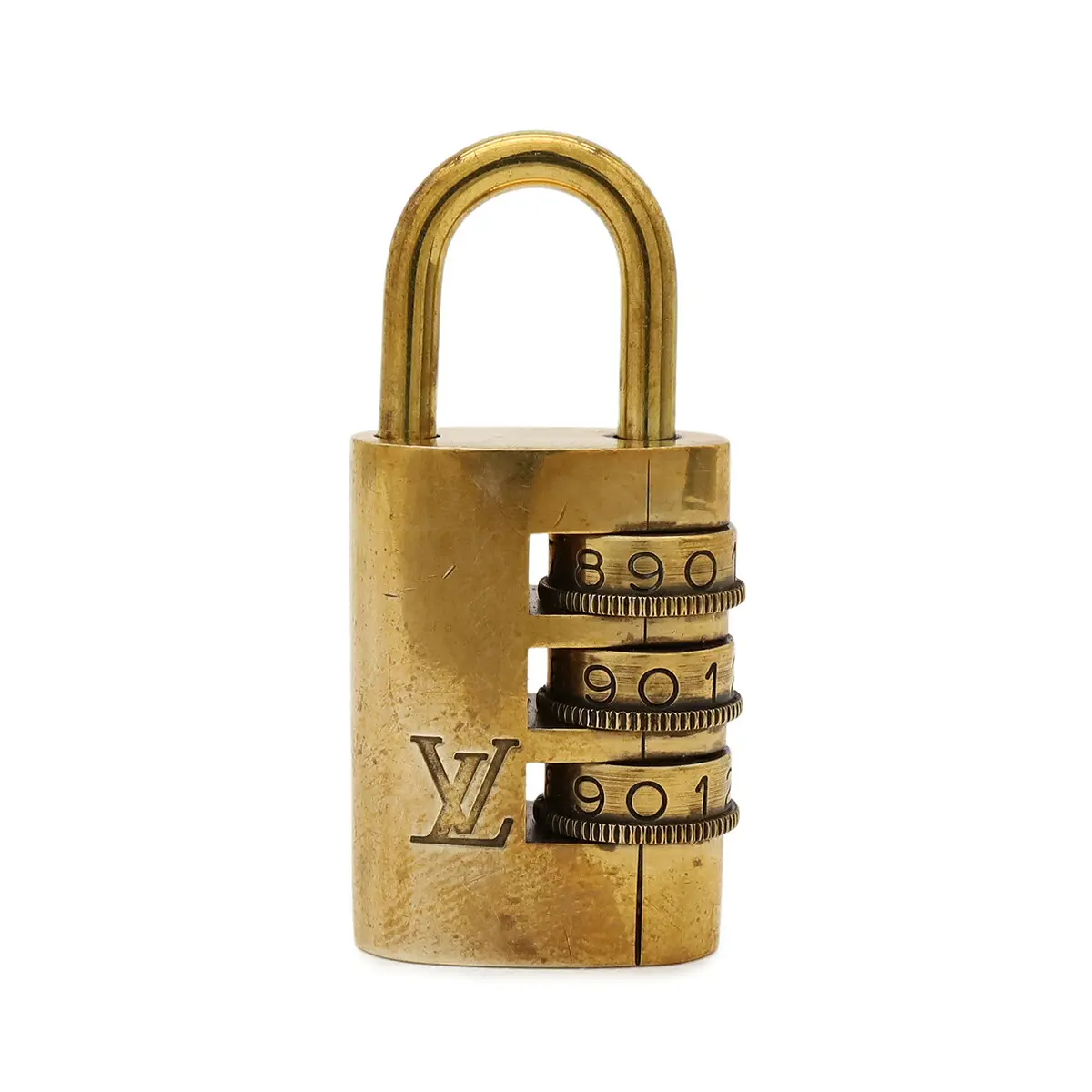 Pre-owned Louis Vuitton Gold-plated Small Leather Goods Combination Padlock