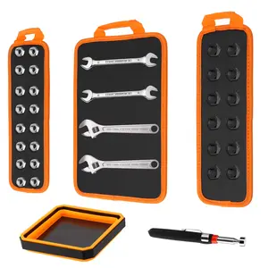 3 Magnetic Tool Mats & 1 Magnetic Parts Trays & 1 Magnetic Pickup Tool Set – Flexible Non-Slip Magnetic Tool Organizer for Mechanics, Garage, Repair, and Workshop