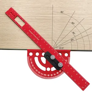 1 Piece Precision Pocket Ruler, Ruler Positioning Block, Aluminum Alloy Angle Protractor- 0°-180°Angle Finder Scriber Line Marking Gauge for Marking Angle, Straight Line Scribe, Woodworking Angle Measuring Tools Hardware