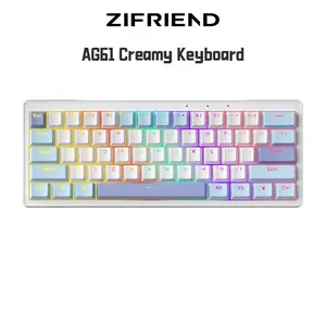 FURYCUBE x ZIFRIEND AG61 61 Keys Gaming Keyboard Wired 60% Layout Super Mini Mechanical Keyboards Customized RGB Backlitght / Side Light White / Black / Blue 3 Pin Hot Swappable Silent / Yellow/Red/Blue/Brown Switch and Support MAC/WINDOWS
