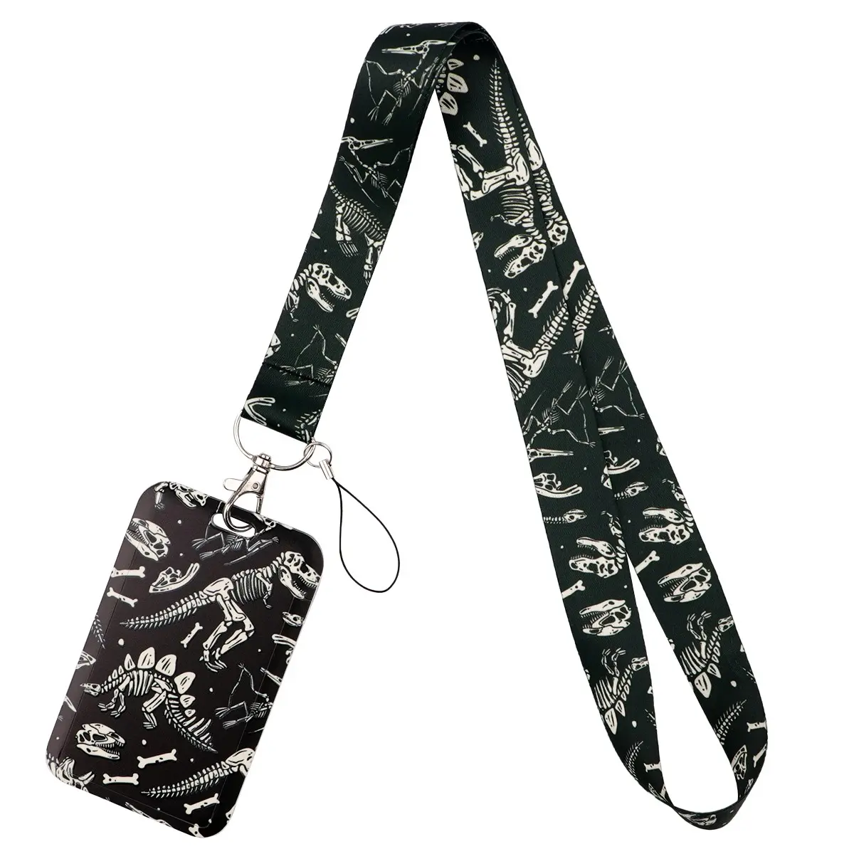 Dinosaur Fossil Patterns Lanyard Keychain Wrist Lanyard USB ID Credit Card Cover Pass Mobile Phone Charm Neck Straps Women Men Badge Holder Key Holder Keychain Wristlet Strap Accessories