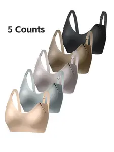 5 Pack Seamless Nursing Bra for Breastfeeding - Wireless Maternity Solid Bra for Pregnancy to Postpartum, High Elasticity Bralette