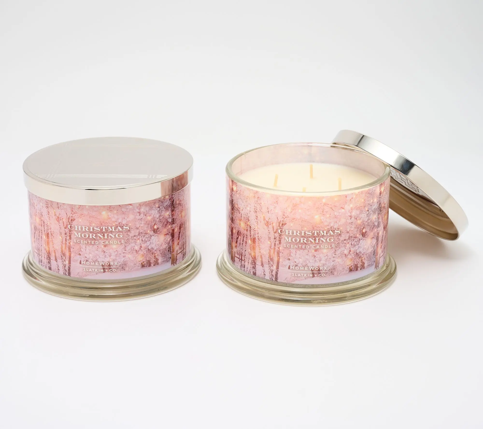 HomeWorx by Slatkin + Co. S/2 18oz Christmas Morning Candles