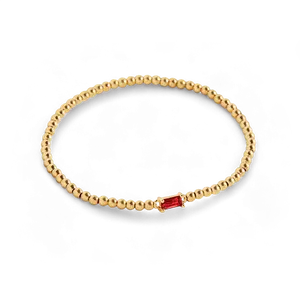 Gold Beaded Birthstone Bracelet