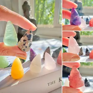 Christmas Gnome Holiday Carvings 3g 0.1oz 3cm 1.2in Small Detailed Garden Gnome Carving Rose Smoky Clear Quartz Amethyst Carnelian Fluorite