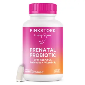 Pink Stork Prenatal Probiotic - 50 Billion CFUs, Prebiotic Fiber, Vitamin B6 for Pregnant Women - 1 Month Supply Capsules Dietary Healthcare