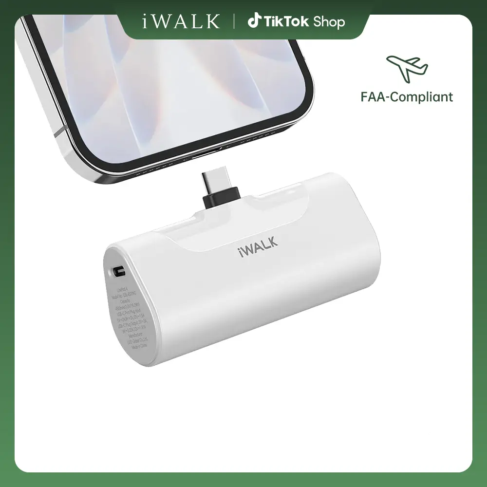 iWALK Mini Portable Charger - 4500mAh USB-C 20W Fast Charging Compact Battery Power Bank, Lightweight Smartphone Accessories for Purse, Cable-Included Device Charger for iPhone 17/16/15 Pro Max, Summer Vibes Outdoor Use summerwins tiktokshopbacktoschool