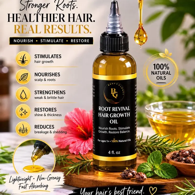 Root Revival Hair Growth Oil with Castor Oil, Olive, Peppermint, Rosemary for Hair Restore