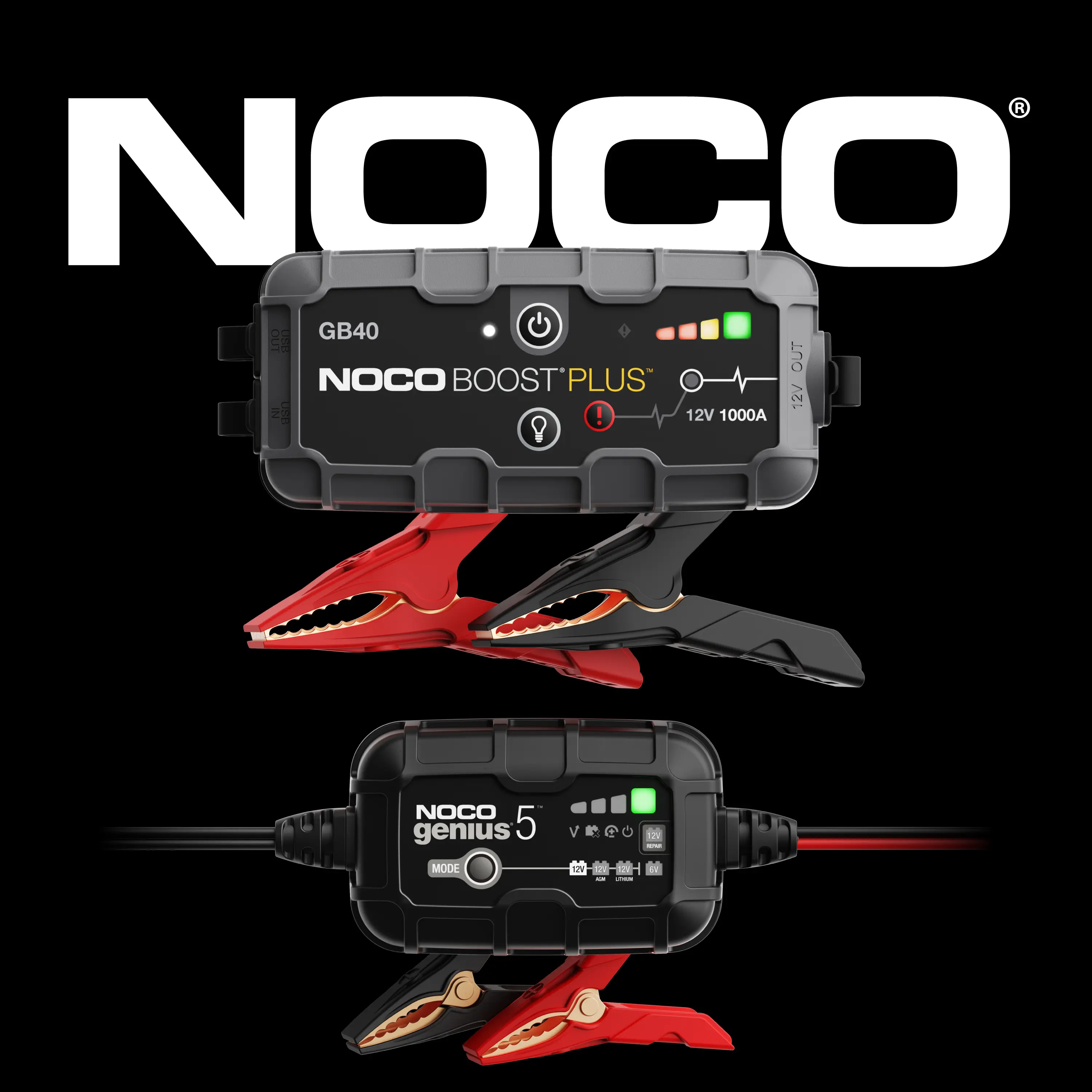 NOCO GB40 and Genius 5 Jump Starter and Battery Charger Driver’s Safety Kit Bundle