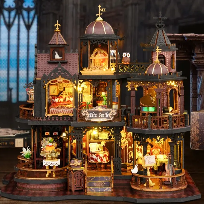 DIY Edinburgh Castle 3D Wooden Handmade Puzzle Model Kit, Crafts, Handmade Book Stand Creative Gift for Ages 14+, Includes English Instruction Manual, Wooden Jigsaw Puzzle, Wooden Puzzles