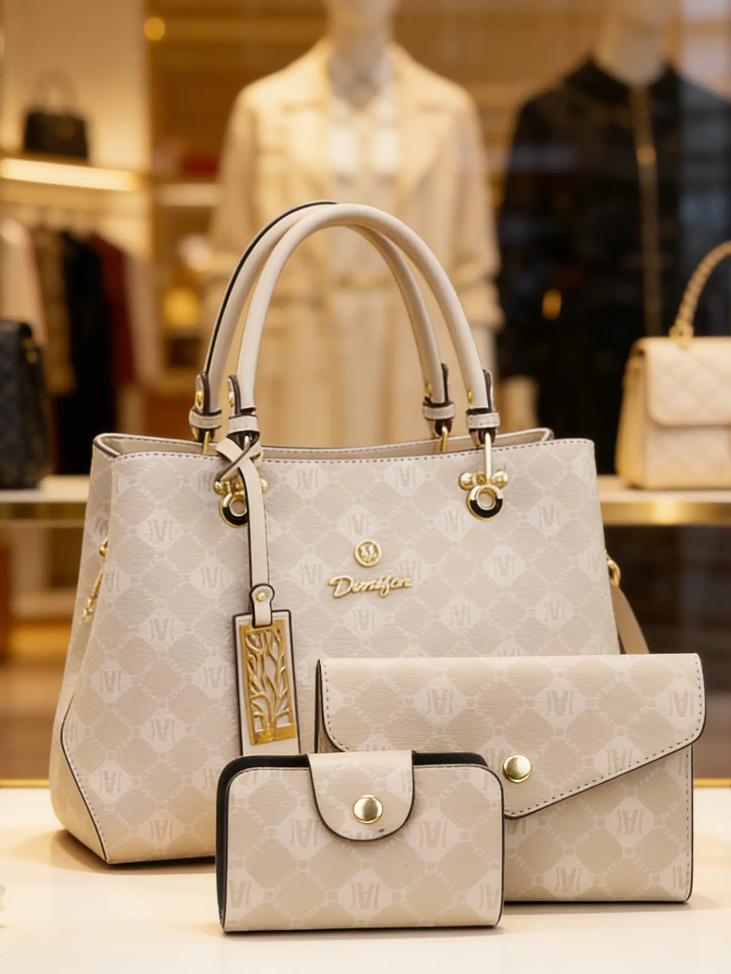 Women's handbag 3-piece set with letter print, large-capacity tote bag, suitable for work, dating, birthday gifts, shoulder and crossbody bag. Mother's Day gift for mom, birthday gift for women, Valentine's Day gift for wife.