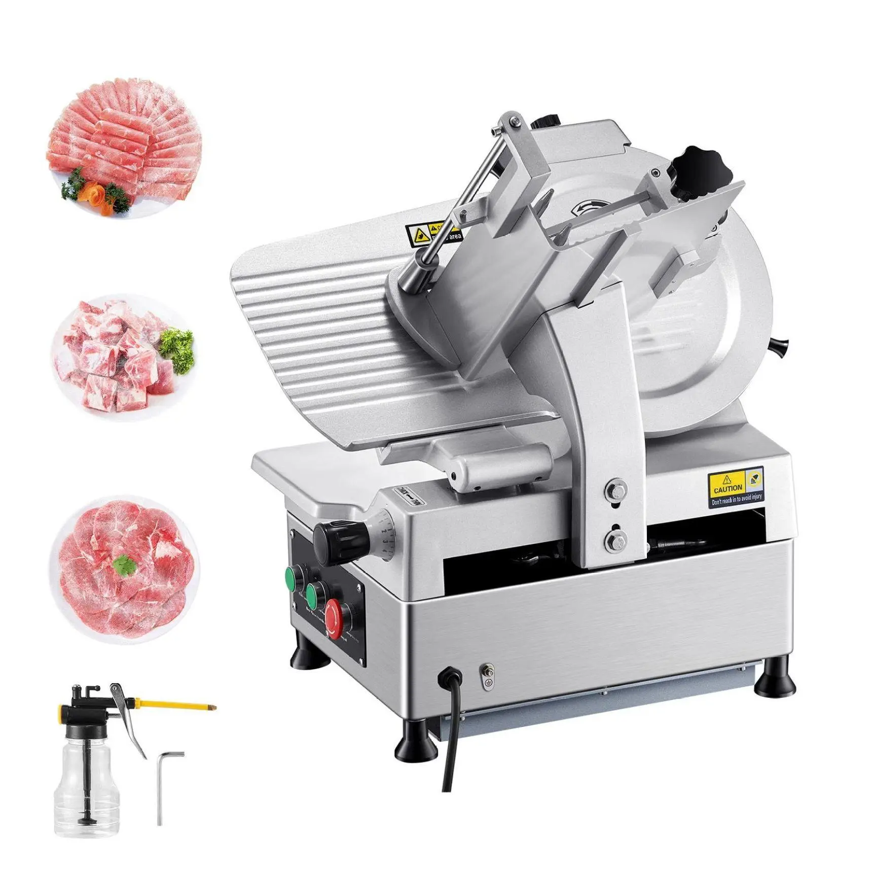 Electric Meat Slicer 12 Inch, 550W Deli Slicer for Frozen Meat, Cheese & Bread, Adjustable Thickness 0-8mm, Automatic Food Slicer Machine for Home & Commercial Use