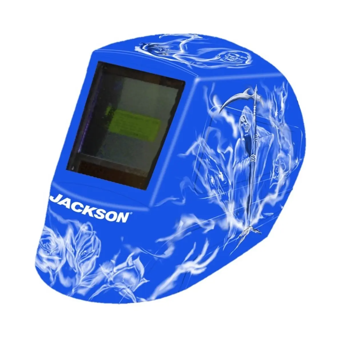 Jackson Safety JCK47104 SH10 Welding Headgear, Reapers Roses Design, 3.94x3.64 in View Area, 370 Speed Dial, Solar-Battery Powered, Ratchet Adjustment, Fixed Shade, Suitable for Carbon Arc Gouging & Cutting, Solar Powered