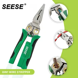 SEESE 8-in-1 Wire Stripper for Electrician: Needle Nose Plierswith Voltage Tester & Dual Alarms -Multi-Function Wire Stripping Tools,DIY Tools HandTools