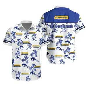 New Holland Hawaiian Shirt, Retro Style Tropical Short Sleeve Shirt, Summer Aloha Button Down Shirt, Gift for Him or Her