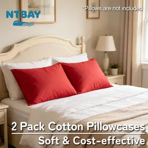 NTBAY Cotton Pillowcases - Envelope Closure Pillowcases Set of 2, Breathable and Soft Bed Pillow Cases