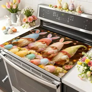 Easter Soft Magnetic Stove Panel Protector Pad, Dwarf Egg Pattern Design, Scratch Resistant, Easy to Clean, Multi-Purpose Kitchen Cover, Seasonal Charm, Kitchen Decor