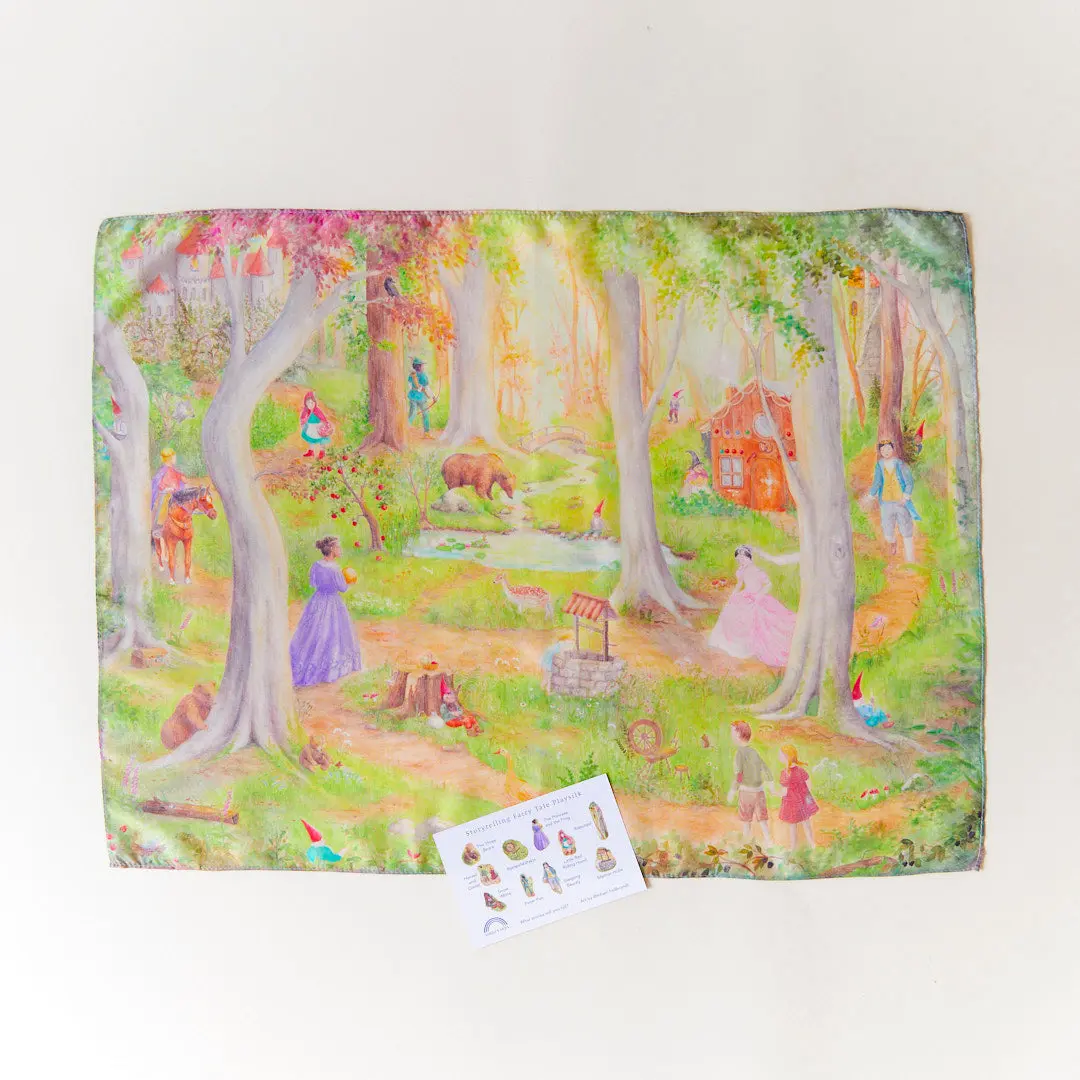 Magical Fairy Tale Storytelling Playsilk, Tactile Creative Accessory for Kids' Storytime, Featuring Sleeping Beauty, Hansel and Gretel Themes