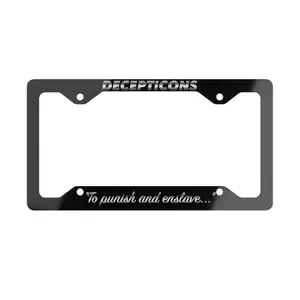 DECEPTICONS TRANSFORMERS TO PUNISH & ENSLAVE ROBOT Black License Plate Frame NEW