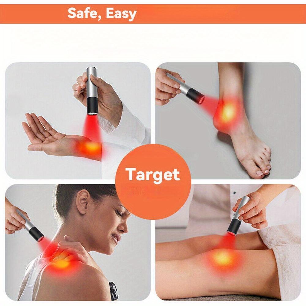 3-LED Rechargeable Flashlight 630nm 660nm 850nm for Knee Shoulder and Facial Skin Spots Red Light Therapy Wand for Pain Relief and Daily Wellness
