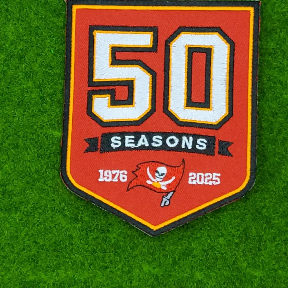 4" Bucs 50TH ANNIVERSARY EMBROIDERED IRON-ON PATCH