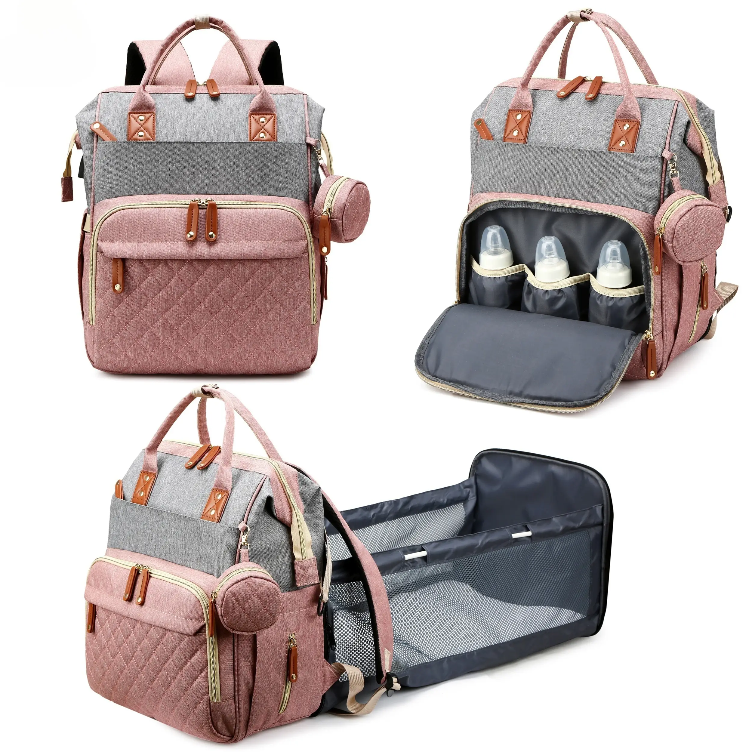 New mommy bag large capacity portable can hang baby stroller travel shopping insulation lightweight mother and child backpack, diaper backpack, multi-