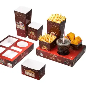 27 Set Movie Night Snack Trays, Disposable Paper Movie Snack Boxes Include 27 Trays, Popcorn Boxes,  Fries for Outdoor Cinema  Theater Birthday Party